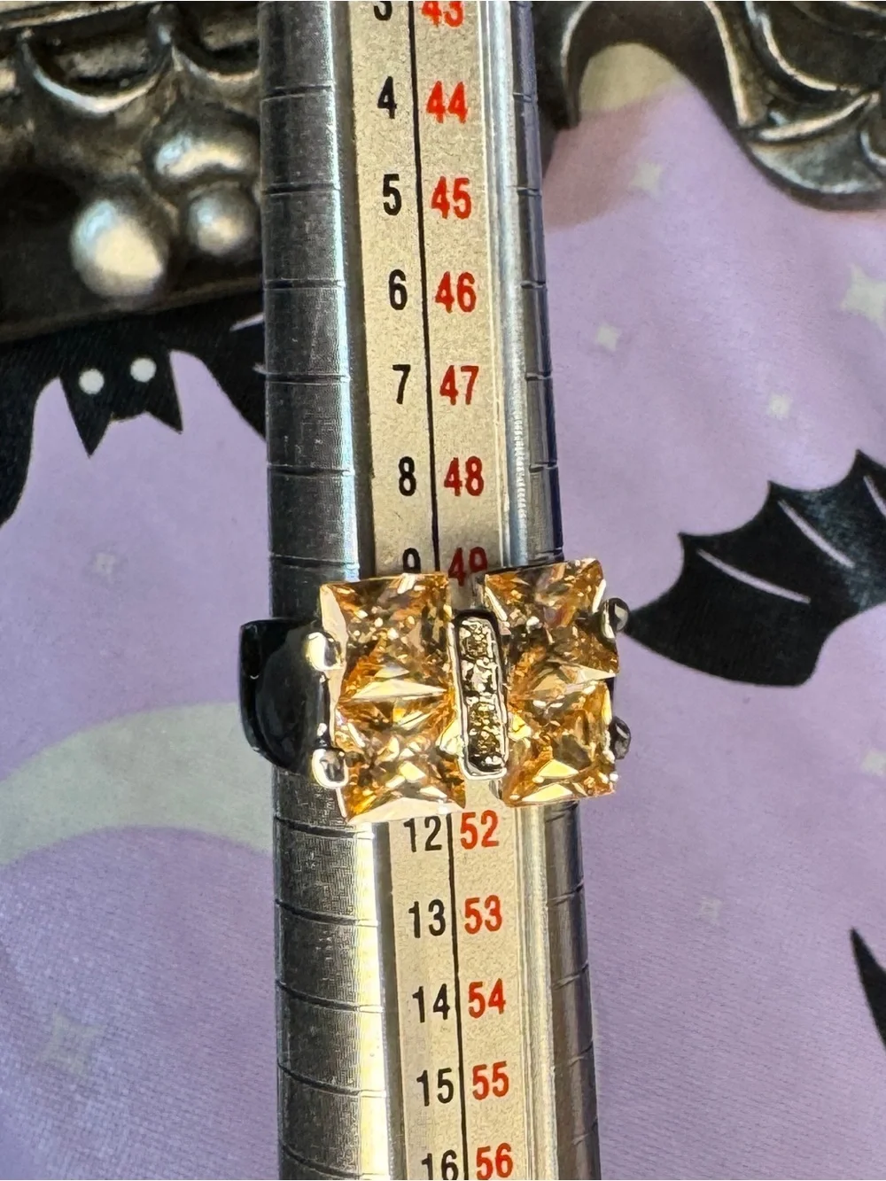 NWT Vintage Camille Lucie Champagne Crystal Statement Ring Size 5.5